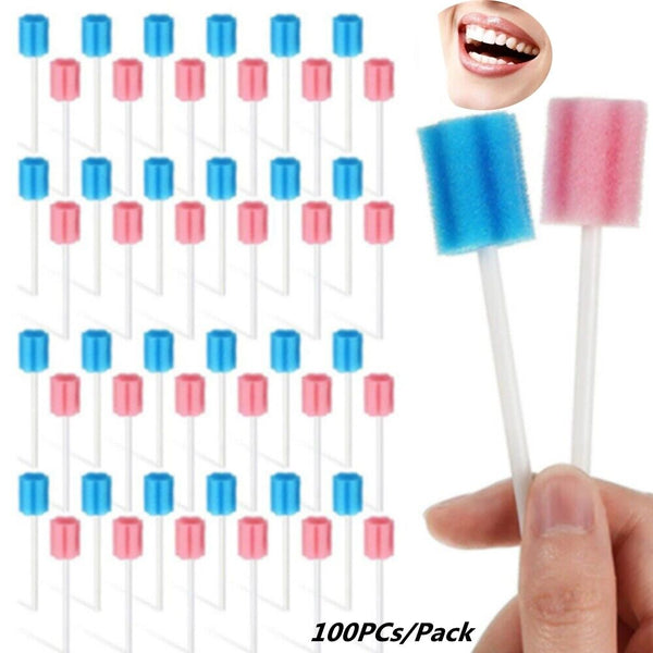 Oral Care Sponge Swab with Stick Sponge Head Tooth Cleaning Mouth Swabs