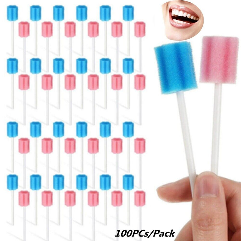 Oral Care Sponge Swab with Stick Sponge Head Tooth Cleaning Mouth Swabs
