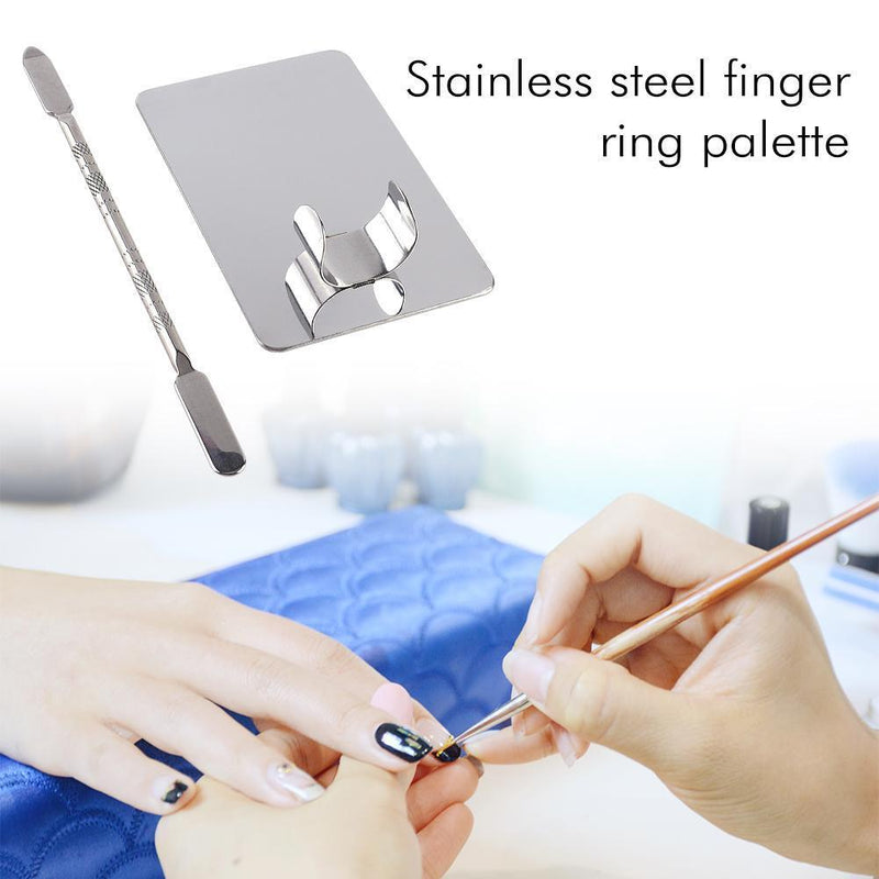 Nail Art Palette Stainless Steel Makeup Cosmetic Color Mixing Palette (L)