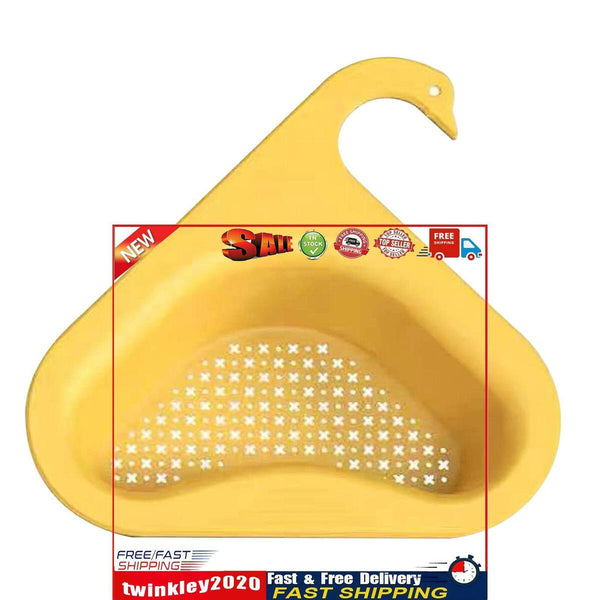 Sink Strainer Basket Triangular Hanging Filter Sink Storage Shelf (Yellow) Newly