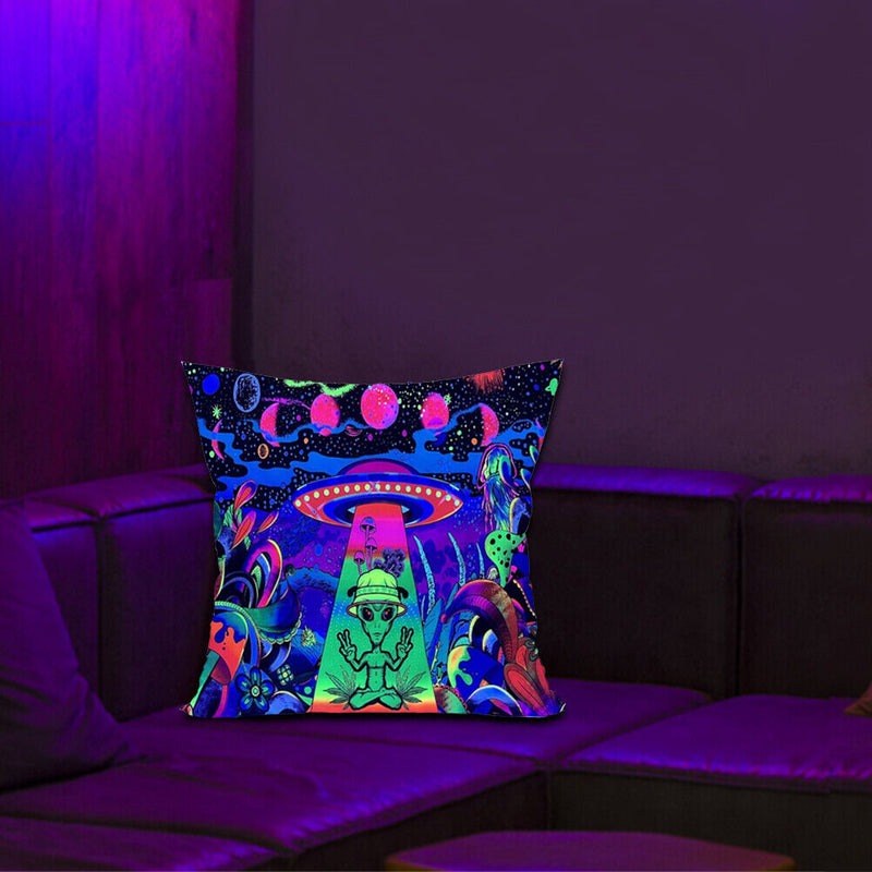 #A Polyester Bedroom Glowing Cushion Case Aliens Printed Sofa Car Decorative S