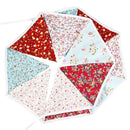 12 Flags Red Pink Blue Cotton Fabric Bunting Pennant Banner Birthday Party