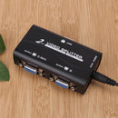 1pc 1 to 2 250MHz HD VGA UHD Signal Splitter Video Duplicator Amplifier