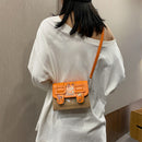 Women Leather Crossbody Bag Female Graffiti Belt Buckle Shoulder Sling Handbags