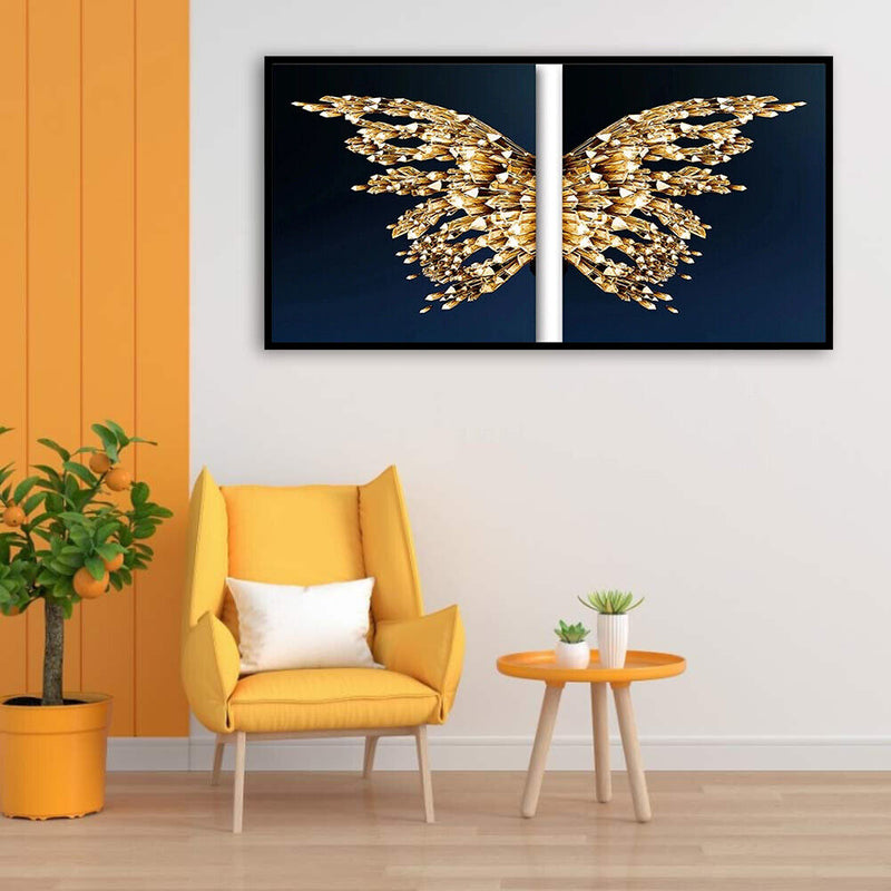 Handpainted DIY Golden Butterfly Oil Paint by Numbers Kit Pictures Craft Gi