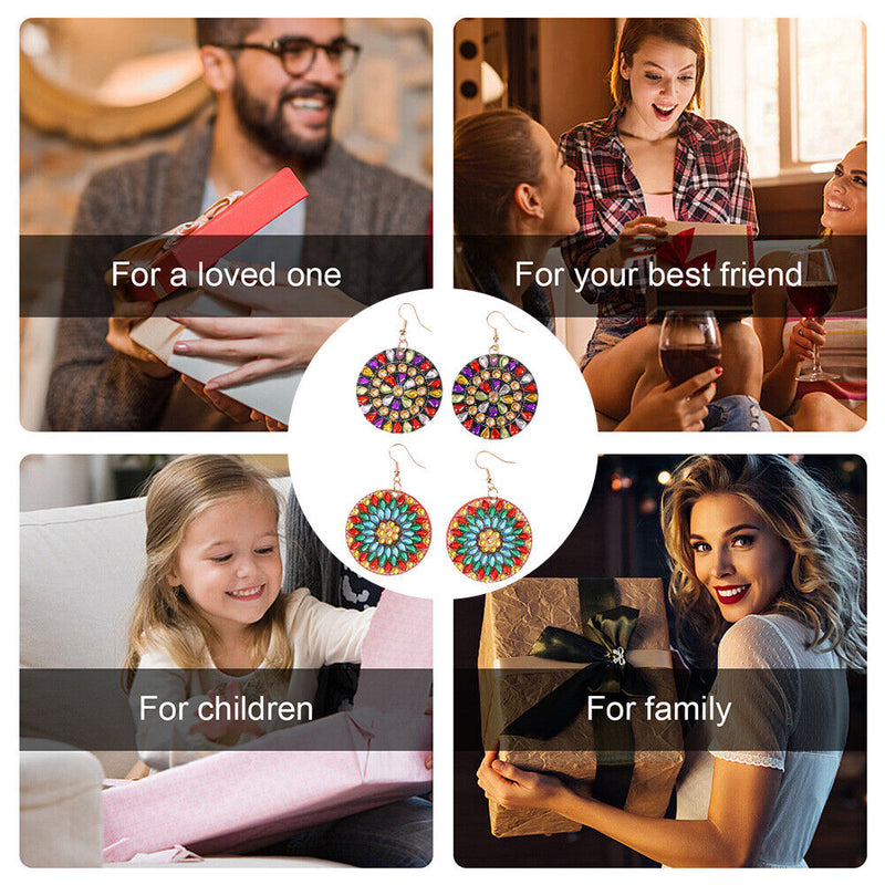 DIY Diamond Painting Mandala Patterns Stud Earrings for Women (RZ008) Newly
