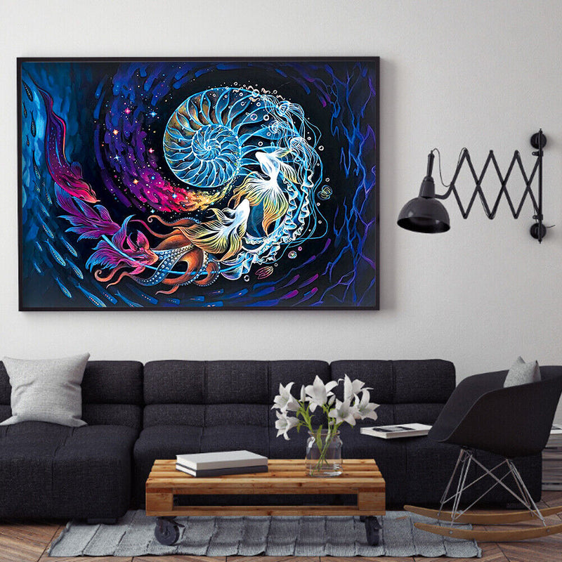 5D DIY Shoal of fish Special Shape Diamond Painting Rhinestone Picture