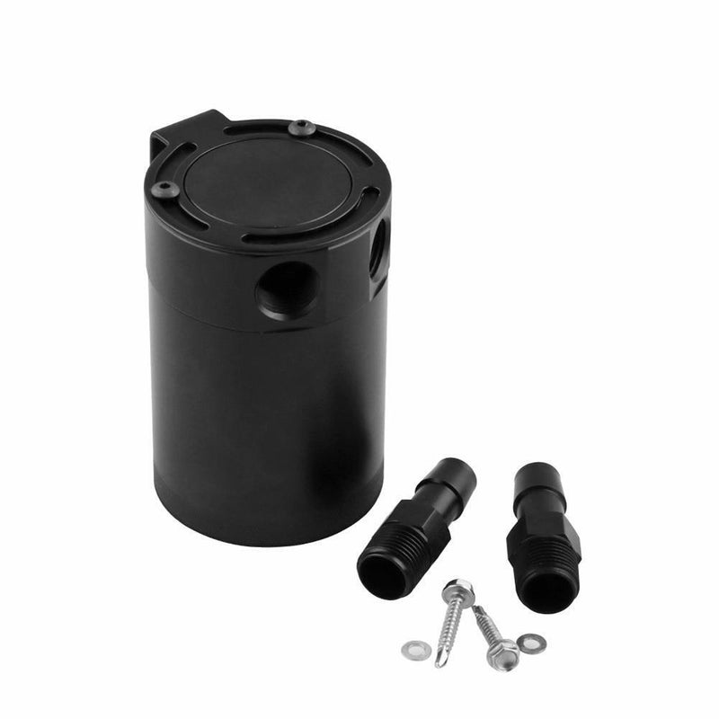 Universal Compact Baffled 2-Port Aluminum Oil Catch Can Reservoir Tank Newly