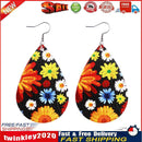 Women Retro Daisy Tear Drop Earrings PU Leather Earrings Holiday Jewelry Newly