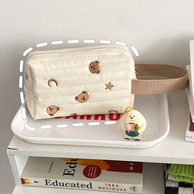 Zipper Toiletry Case Makeup Pouch Bear Make Up Bag Embroidery Cosmetic Bag