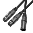 50cm 3 Pin XLR Male to Dual Female Y Splitter Adapter Cable Converter Black
