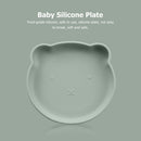 Children Dishes Baby Silicone Sucker Feeding Bowl Kid Dining Plate (Green) Newly