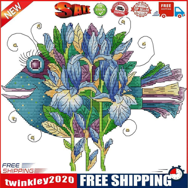 Partial Embroidery DIY Beautiful Fish 14CT Stamped Kit Cross Stitch Craft