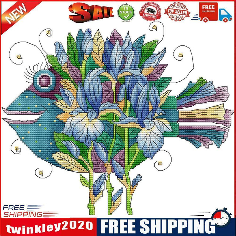 Partial Embroidery DIY Beautiful Fish 14CT Stamped Kit Cross Stitch Craft