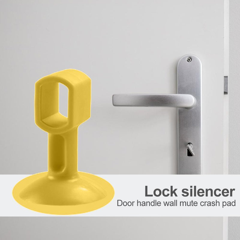 2pcs Doorknob Wall Mute Crash Pad Cushion Door Handle Silencer (Yellow)