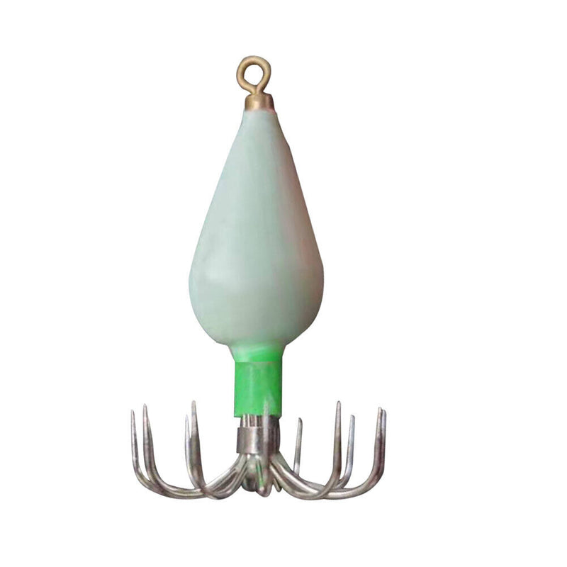 10pcs Squid Jigs Hooks Cuttlefish Octopus Lure Bait Fishhook (Green 56g) Newly
