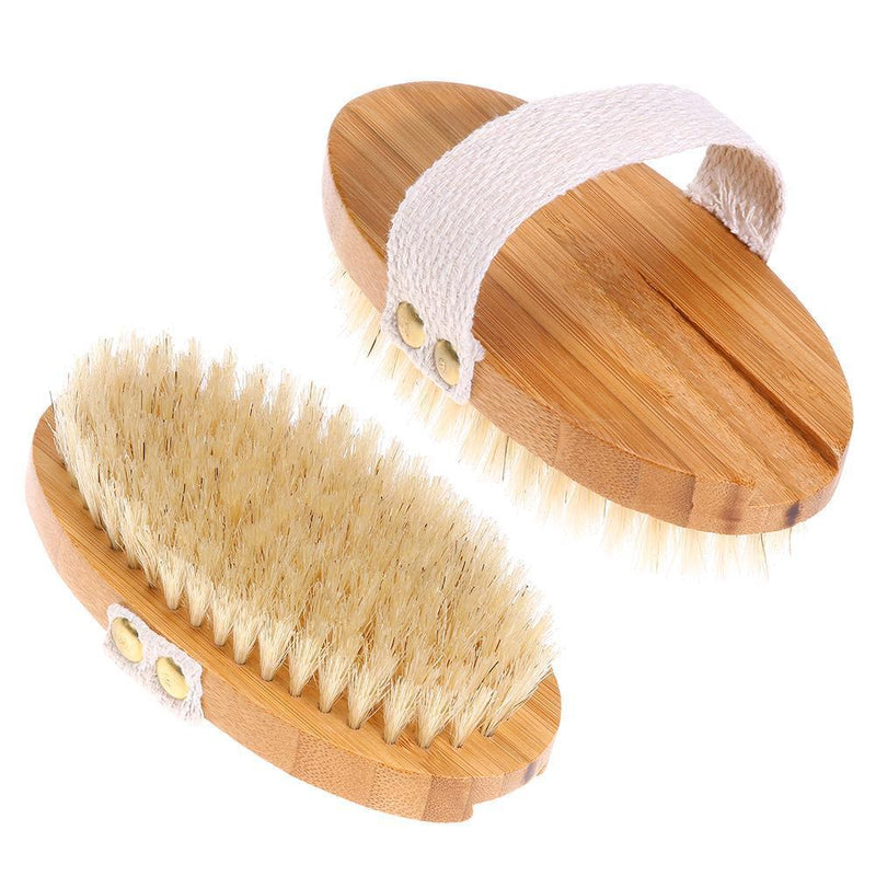 Boar Bristle Shower Bath Body Brush with Detachable Wooden Hand Grip Handle