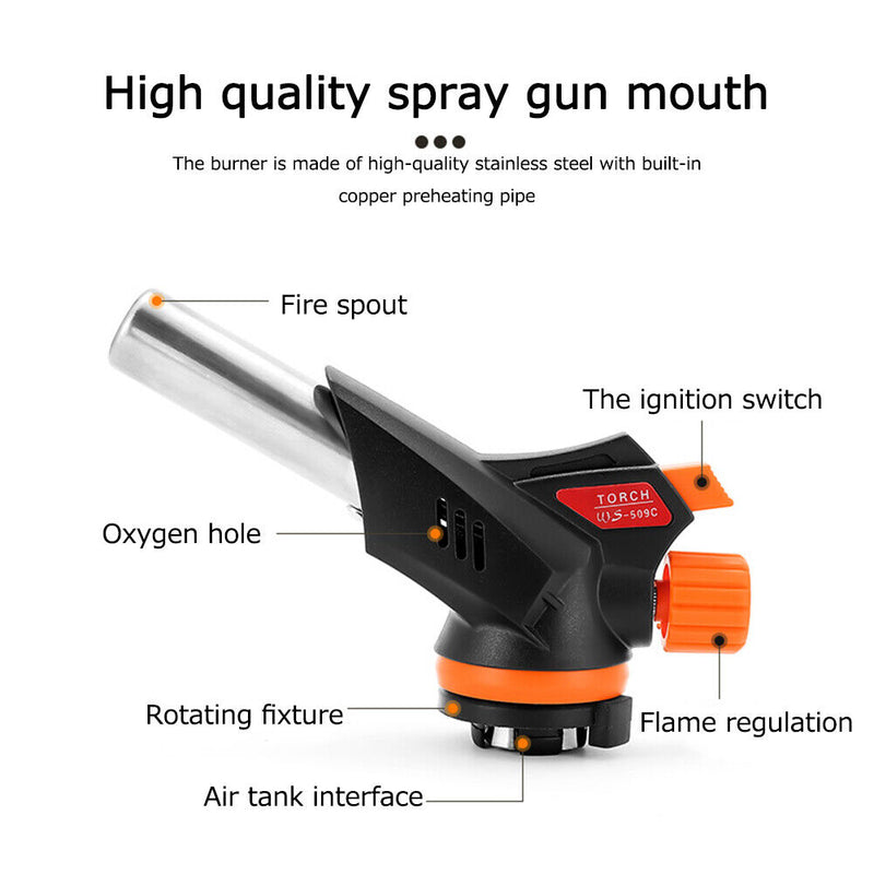 Universal BBQ Gas Torch Flame Gun Stainless Steel Butane Gas Spray for Household