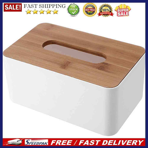 Living Room Restaurant Wood Cover Plastic Square Tissue Box Kitchen Storage Case