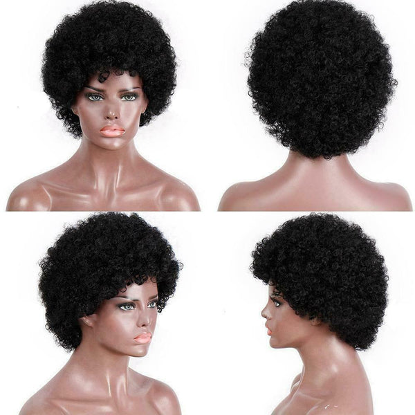 Short Afro Kinky Curly Human Hair Wigs Remy Brazilian Wigs Cheap Women F S7I4