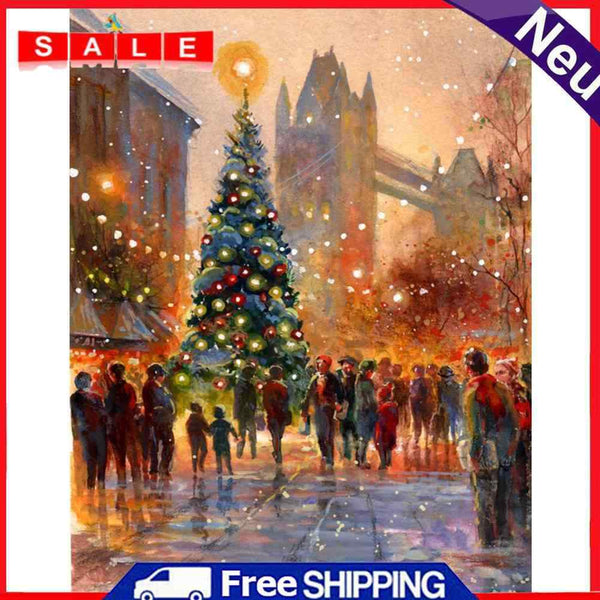 DIY Digital Picture Christmas Tree Frameless Oil Painting By Number Handicraft
