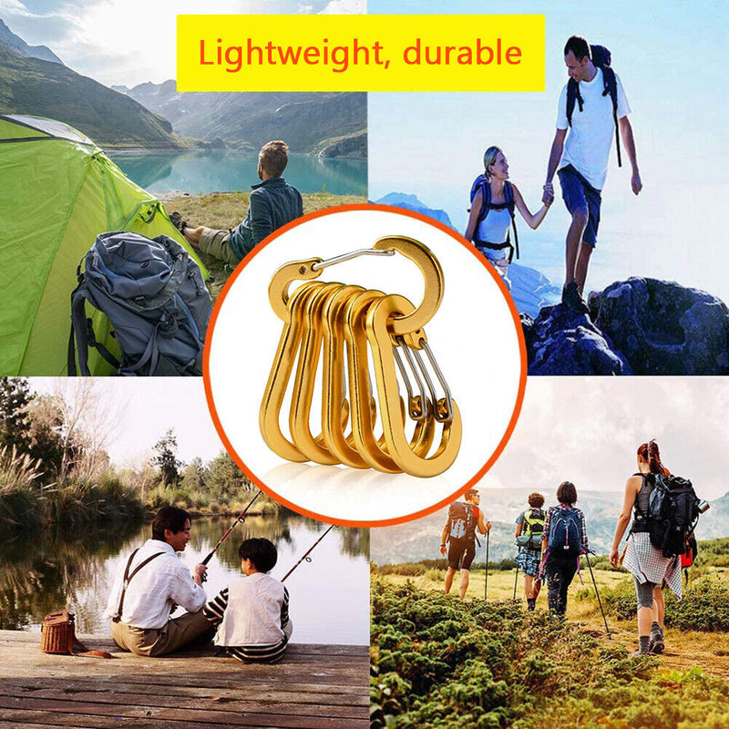 #A 6pcs Outdoor Camping Carabiner Aluminum Alloy Backpacking Hanging Buckle Tool