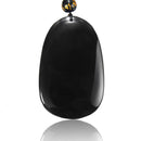 Fashion Lucky Blessing Black Amulet Buddha Pendant Necklace Carving Obsidian