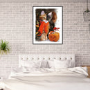 Pumpkin Cat Full Round Drill Mosaic Rhinestone Handmade Home Art Pictures