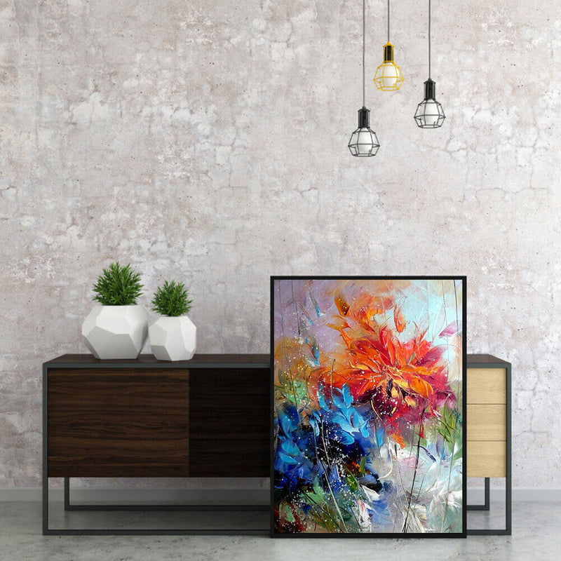Oil Paint By Numbers Flower Frameless Picture Craft Kit for Home Living Room