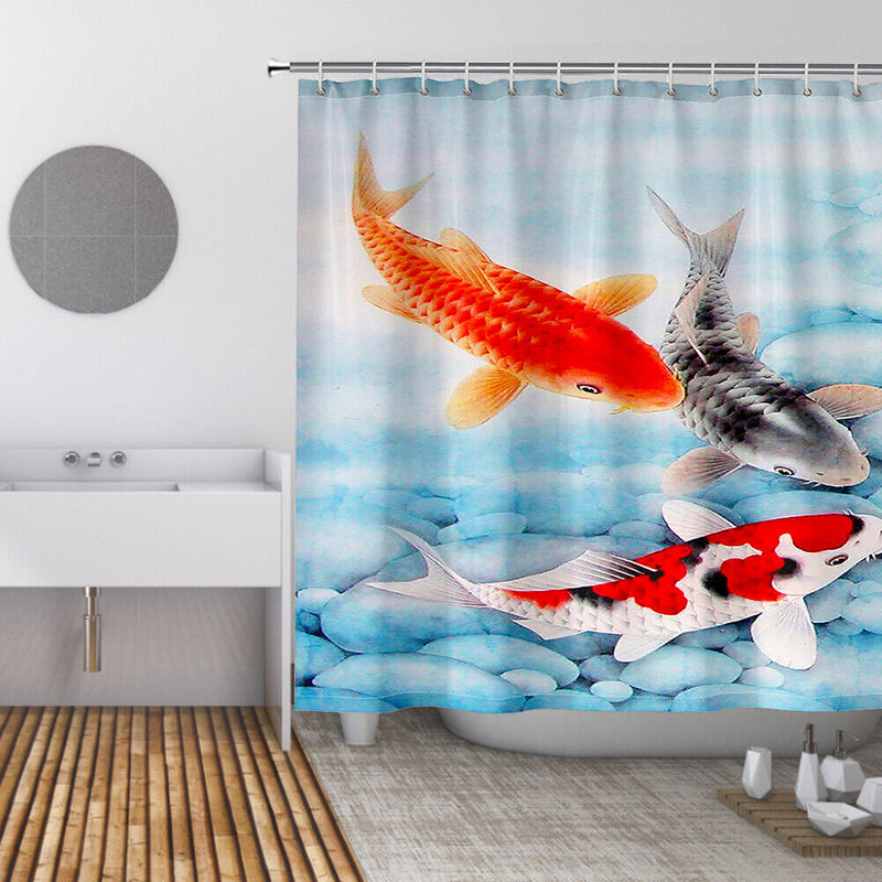 Fish Print Shower Curtains Polyester Waterproof Bathroom Home Decor 180x180