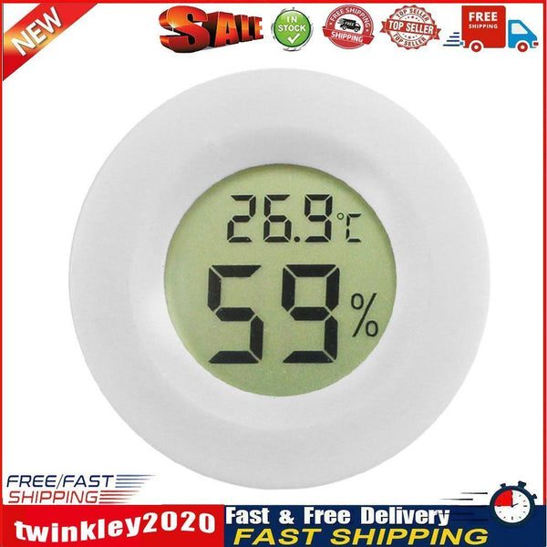 Digital Thermometer Hygrometer Meter for Reptile Turtle Fish Tank (White) Newly