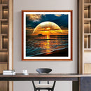 5D DIY Full Drill Square Shape Sea Sunrise Rhinestone Diamond Drawing for Home