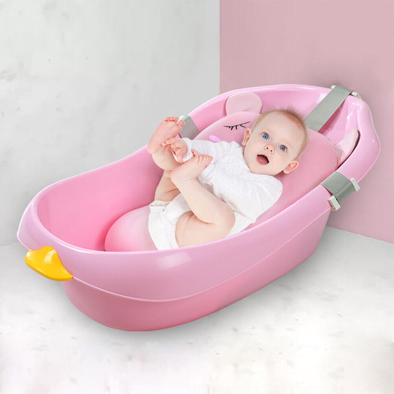 Cartoon Rabbit Soft Baby Shower Bath Pad Mat Adjustable Bath Rack (Pink) Newly