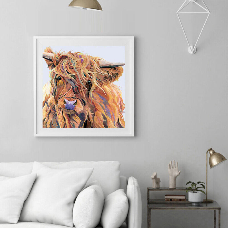 Hand Painted on Canvas DIY Color Cattle Oil Paint By Numbers Drawing Kit Ar