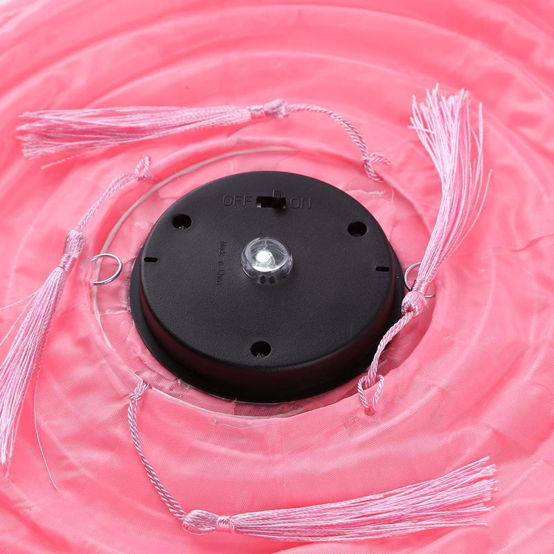 2* Solar Nylon Lantern Lamp Waterproof Hanging Light Festival Decor (Pink)