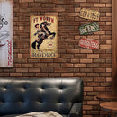 Tin Plates Wall Signs Retro Painting Riding Horse Metal Plate Poster for Bar