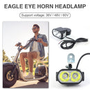 E-Bike Headlight Horn Light 36V 48V 60V Electric Scooter Cycling Front Lights