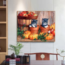 Black Cat and Pumpkin Oil Paint By Number Kit Frameless Drawing Picture