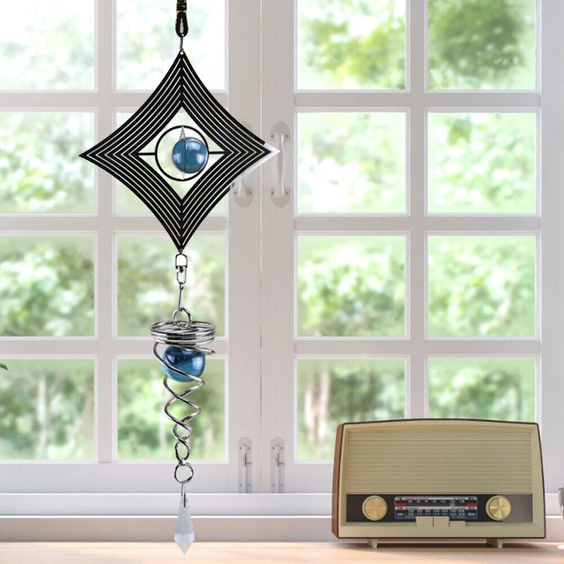 DIY Rotating Wind Chime Novelty Metal Hanging Sculpture Wind Chime Bell (D)