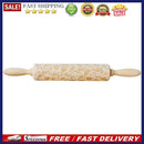 Wood Dinosaur Embossing Engraved Rolling Pin for DIY Baking Cookies Noodle