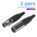 2 Pairs 3 Pin Male + Female Mini XLR Plugs Audio Connectors for Microphone