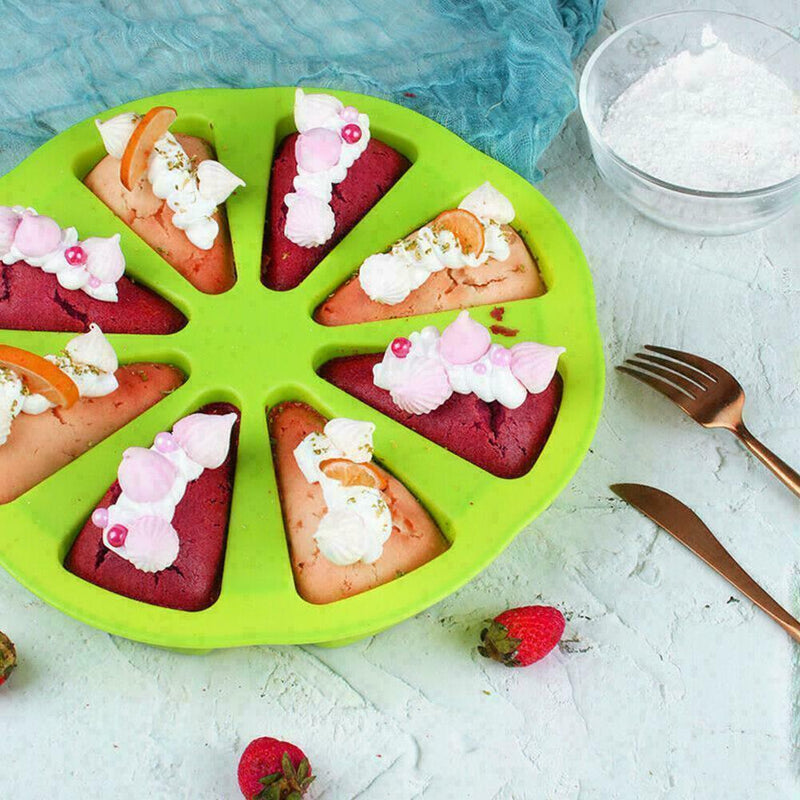 8-Triangle Round Silicone Cake Pan Tins Muffin Pizza Mould Baking Pastry V6Q4