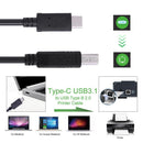USB-C USB3.1 Type C Male Connector to USB 2.0 B Type Male Data Cable for Printer