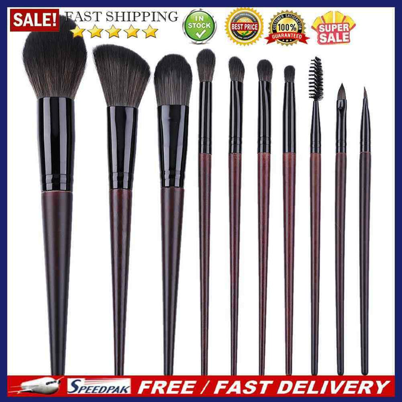 10pcs Wooden Handle Pro Makeup Brushes Eye Shadow Eyeliner Brush Blush Appl