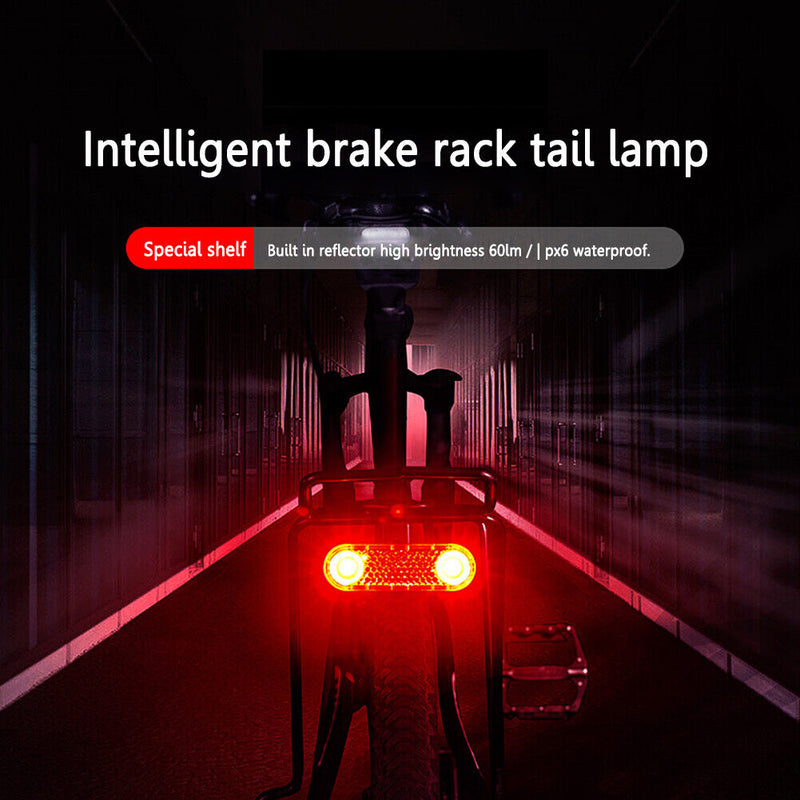 LED Bike Rack Taillight USB Charging Bicycle Rear Seat Reflective Lights Newly