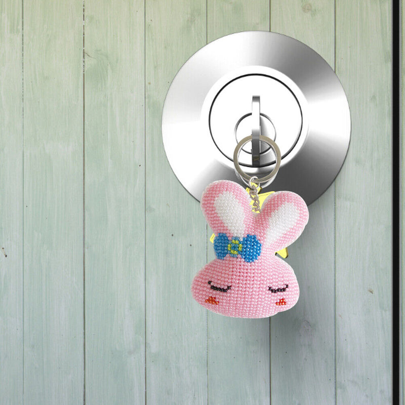 Full Beaded Cute Rabbit Cross Stitch Key Chain Embroidery Handicraft Pendant Kit