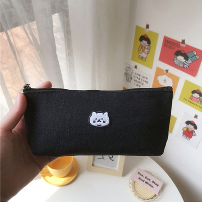 Stationery Supplies Cosmetic Bag Cute Embroidery Bear Cat Pen Box Pencil Case