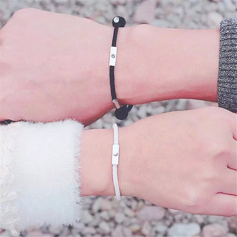 Women Men Fashion Rope Bracelet Stainless Steel Gift For Couple Magnet Bracelet