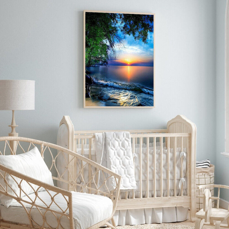 DIY Sunrise Oil Paint by Numbers Kit Drawing on Canvas Pictures Home Decora