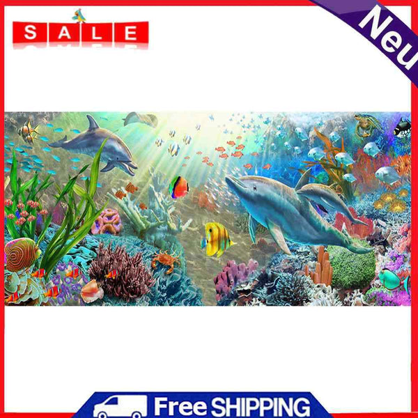 Undersea Dolphins Oil Paint By Numbers Kits DIY Handpainted on Canvas Wall Art